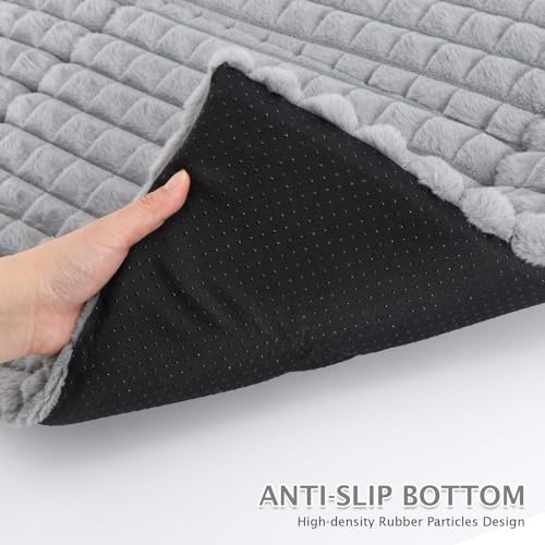 BVAGSS Flauschiges Orthopädisches Hundebett, Waschbar Hundematte, rutschfeste Unterseite, Plüsch Hundekissen Weiche und Warme Hundematte für klein mittel große Hunde XH082 (60x45cm,Grau)