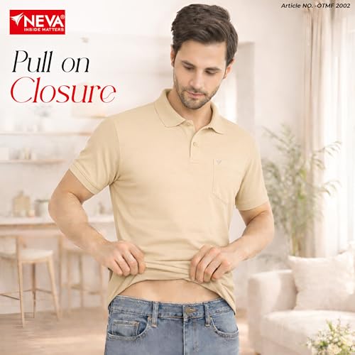 Image of NEVA Men's Regular Fit Half Sleeve Polo Neck T-Shirt with Chest Pocket