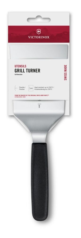 Victorinox Paletta per griglia in acciaio inox 12 cm, resistente al calore 240°C, nero