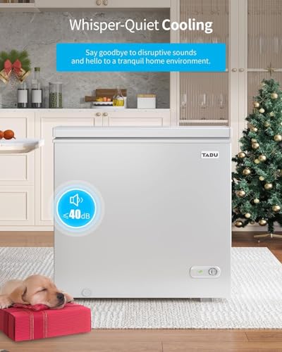 TABU 12.0 Cubic Feet Chest Freezer, Large Deep Freezer with 7 Level Adjustable Thermostat, Top-Opening Freestanding Freezer with Removable Storage Basket, White