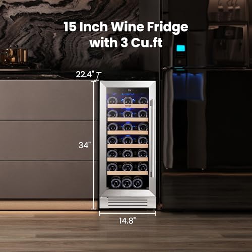 Image of Yeego 15 Inch Wine Fridge, 33 Bottle Wine Cooler with Left-Hinged
