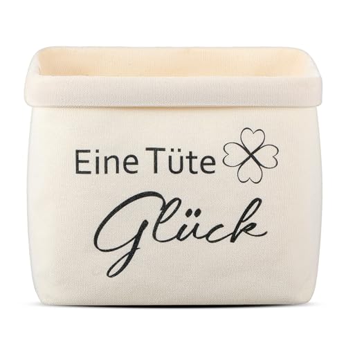 Xuniea Cesta de Pan con Eine Tüte Glück Regalo de Suerte Bolsa de Pan, Cesta de Pan de Tela Regalos para Cumpleaños y Navidad (Blanco)
