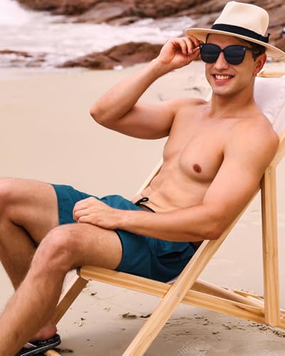 SILKWORLD Mens Swim Trunks with Compression Liner Quick-Dry Swimming Bathing Shorts with Zipper Pockets, Gobain Blue, Large4