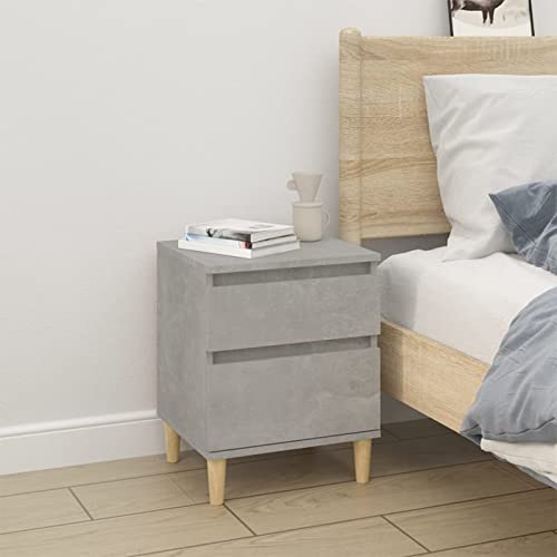 LAPOOH Mesita de noche gris hormigón 40x35x50 cm, mesitas de noche, mesita de noche, gabinete de noche de dormitorio, mesita de noche, mesa auxiliar (SPU: 821834)