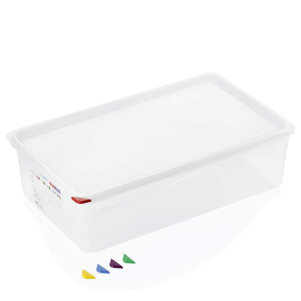 WAS 8611 150 83 Serie - Recipiente gastronómico de polipropileno con borde apilable, 21.00 L, 1/1 GN, 150 mm de altura