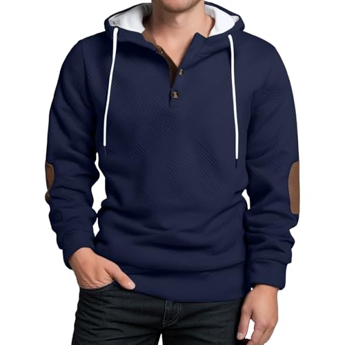 Ymosrh Men's Hoodie Casual Long Sleeve Quarter Button Athletic Workout Pullover Sweatshirts with Pocket, S-2XL2
