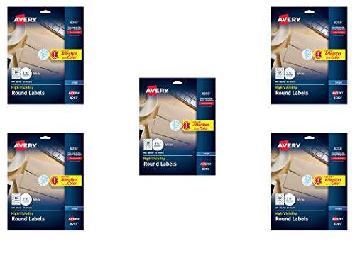 Étiquettes rondes blanches Avery de 3,8 cm pour imprimante paquet de 5