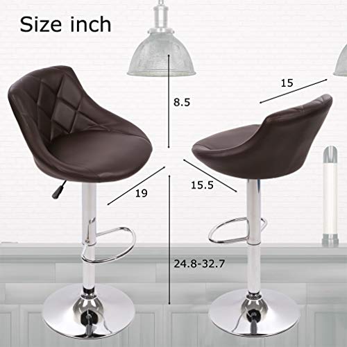 Bar Stools Barstools Swivel Stool Set Of 2 Height Adjustable Bar Chairs With Back Pu Leather Swivel Bar Stool Kitchen Counter Stools Dining Chairs (Brown) #TOP6