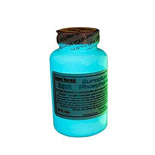 United Nuclear Europium Ultra Glow in The Dark Phosphorescent Paint | Super Bright Non-Toxic UV Black Light Paint (4 Ounce, Aqua)