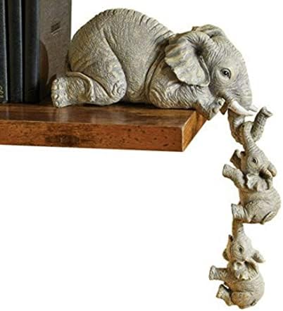 Elefante, statuetta a forma di elefante, set di 3 statuette decorative, da appendere alla mamma e al bambino, in resina, per la casa e l’ufficio