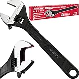 SEDY 10-Inch Adjustable Wrench, Black Oxide Finish Wide Jaw Spanner with Inch/Metric Scale, Premium Drop Forged Steel for Automotive Plumbing and Household Repairs