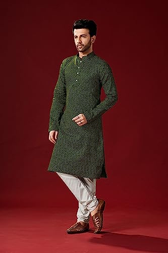 Elina fashion Men's Cotton Printed Kurta Pajama Set || Casual Party Kurta Indian Traditional Ethnicwear for Men4