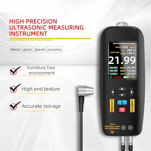 Thickness Gauge, T7 Digital Ultrasonic Thickness Gauge 0.01~300mm Medidor de Grosor Digital Ultrasonico para Metal Acero y Vidrio Recargable miniatura 5