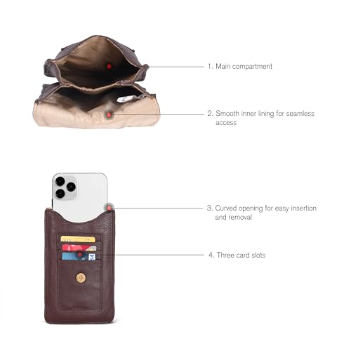 Image of Oak Leathers Small Crossbody Bag For Women - Mini Cell Phone Purse - Crossover Wallet Bag With Adjustable Shoulder Strap