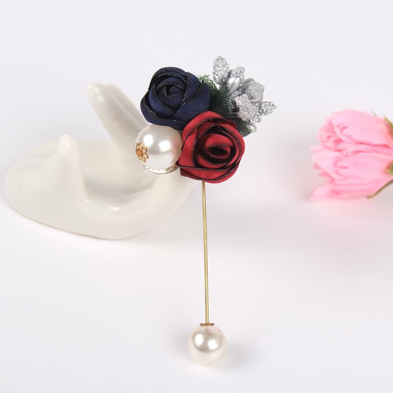 Image of Elegant Floral Brooch Pins for Women, Sweater Shawl Silk Cardigan Lapel Pins, Cardigan Jewelry Suit Shirt Accessory with Crystal CZ Flowers Brooches Pins for Women
