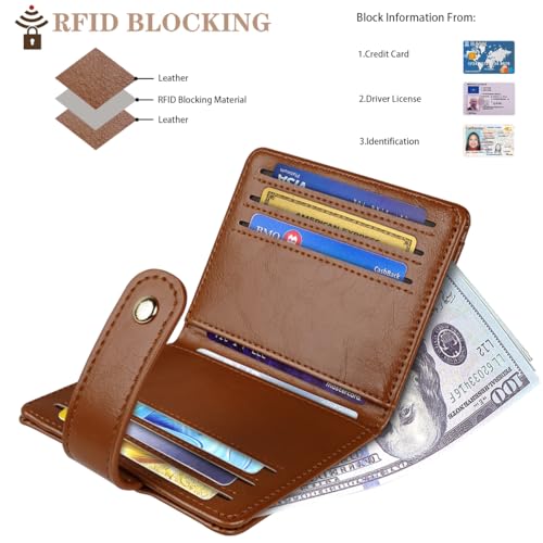 Small Wallets for Women Slim Minimalist for Bifold Credit Card Holder for Pocket or Purse, Brown2