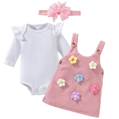 Baby Girl Suspender Corduroy Skirt Outfits Long Sleeves Fall Winter Spring Clothes Preemie-18 Months