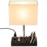 Briever Upgraded 3 USB Table Lamp with 2 USB A & 1 USB C Charging Ports, Bedside Desk Lamp with 2 AC...