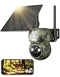 GNCC 4G LTE Fototrappola con Sim 2K Telecamera con Sim 4G da Esterno Senza Fili con Pannello Solare, Visione Notturna a Colori/Infrarossi, 360° PTZ, IP66, PIR, Caccia e il Monitoraggio a Distanza