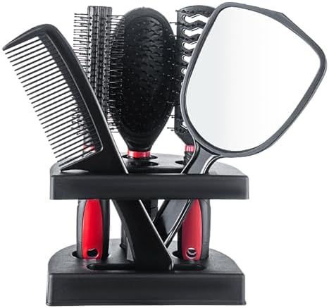 5 Piece Mirror Hair Comb Set with 5 Hair Brushes for Women Styling Comb ...