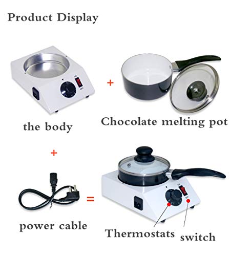 Electric Chocolate Melting Pot Furnace Stainless Steel Butter Chocolate Tempering Machine, 40W 30~85 ºC Cream Handmade Soap/Candle Heating Furnace, 2.2lbs Capacity Single Pot (110V)