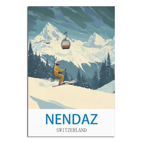 Suisse Nendaz poster de voyage vintage grand format décoration murale rétro