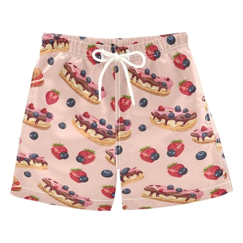 ALAZA Lovely Cheese Cake Blueberry Fruit Boys Quick Dry Beach Board Shorts Kids Swim Trunks Bathing Suit Swimsuit 3T