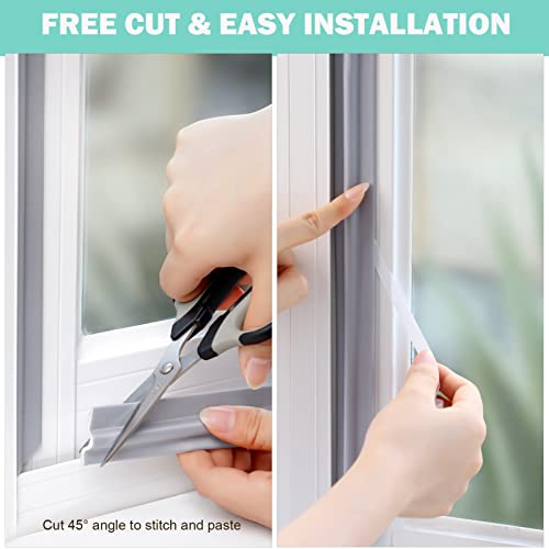 Mopms Draft Stopper Sweep, Door Weatherproofing Stripping, Window Seal Strip Self-Adhisive Soundproof Cuttable Weather Length 6.56Ft - Grey #TOP3