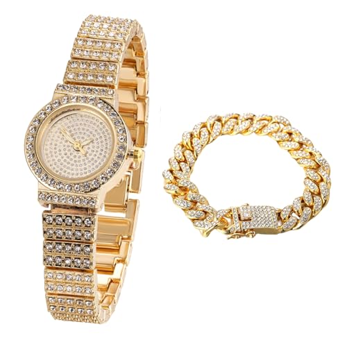 Image of Halukakah Kids' Diamond Watch Sparkling Starry: 18k Real Gold /Platinum Plated,Elegant & Casual Round Dial,Full of Diamonds,Stainless Steel Band Quartz Watch,Present for Boys and Girls