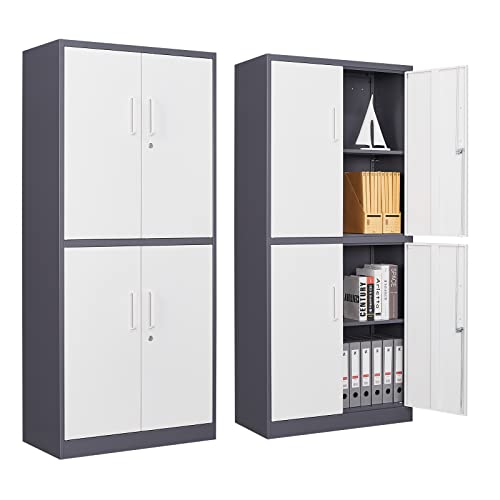 Metal Storage Cabinet with Lock and Adjustable Shelves