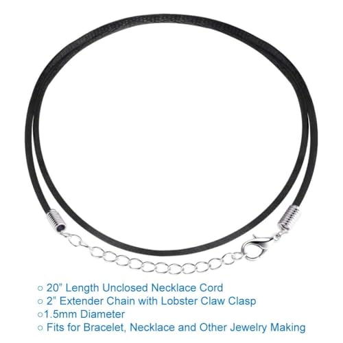 Selizo 50Pcs Necklace Cord Black Waxed Cotton Cord for Necklace Making and Bracelet Making4