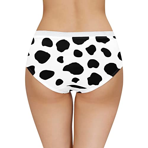 Women White Lace Waistband Underwear Cute Cow Print Breathable Low Rise Panties Stretch Soft Sexy Underwear For Ladies Full Briefs #TOP1