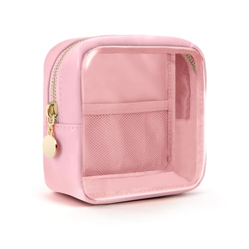 Aucuu Neceser Transparente, Bolsa de Cosmético Organizador Mujer Impermeables para Viajes, Mini Neceser de Viaje para Mujeres, Almacenamiento, Baño, Viajar, Rosa