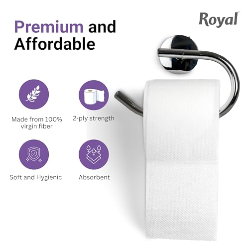 Image of Royal Toilet Tissue Paper Roll | 800 Pulls (200 x 4 Rolls) | Tissue Paper Roll, Toilet Paper Roll 2-Ply Soft & Strong Bathroom Tissue | Highly Absorbent & Hygienic Toilet Paper