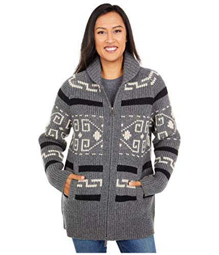 Pendleton Women's Long Westerley Cardigan Sweater, Grey/Black, LG