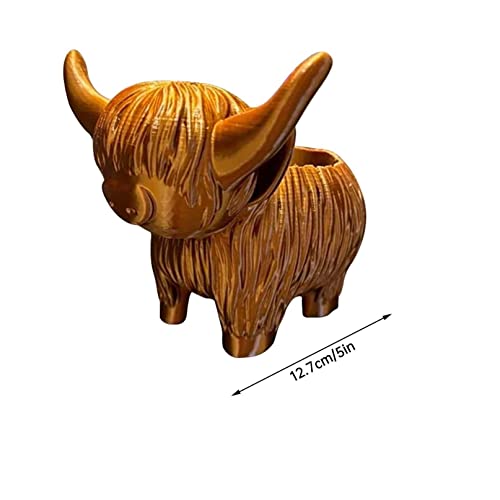 Highland Cow Planter Pots For Garden Succulent Decorations,Cute Highland Cactus/Flower Resin Plant Pot,Farmhouse Plant Container Holder For Indoor Outdoor Decor 5X5 Inches (A) #TOP2