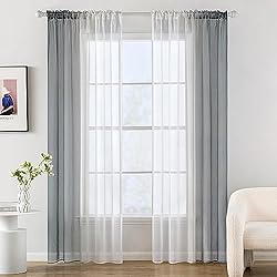 Cortina Gris Translucida MIULEE Cortinas Translúcida Visillo Suave Poliéster Cortinas Gradiente Horizontal Ventanas Gasa Moderna para Habitación Dormitorio Balcon Cocina Salón 2 Unidades 140x225cm Gris