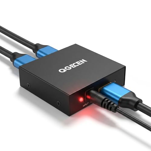 QGECEN HDMI Splitter 1 in 2 Out 4K 30Hz HDMI Splitter for Dual Monitors Metal HDMI 1.4 Distributor Mirror Only Not Extend with USB Power Cable Compatible with Sky Q PS4 Switch CCTV