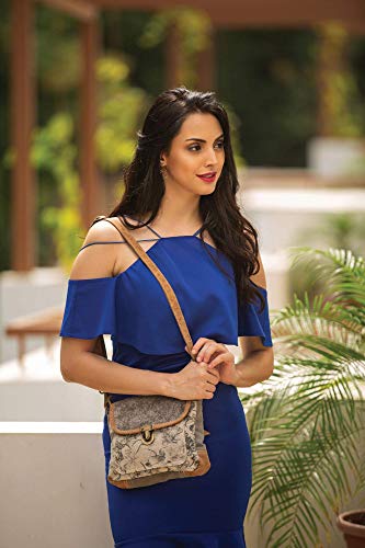 Myra Bag Radiant Upcycled Canvas & Cowhide Leather Crossbody Bag S-12572