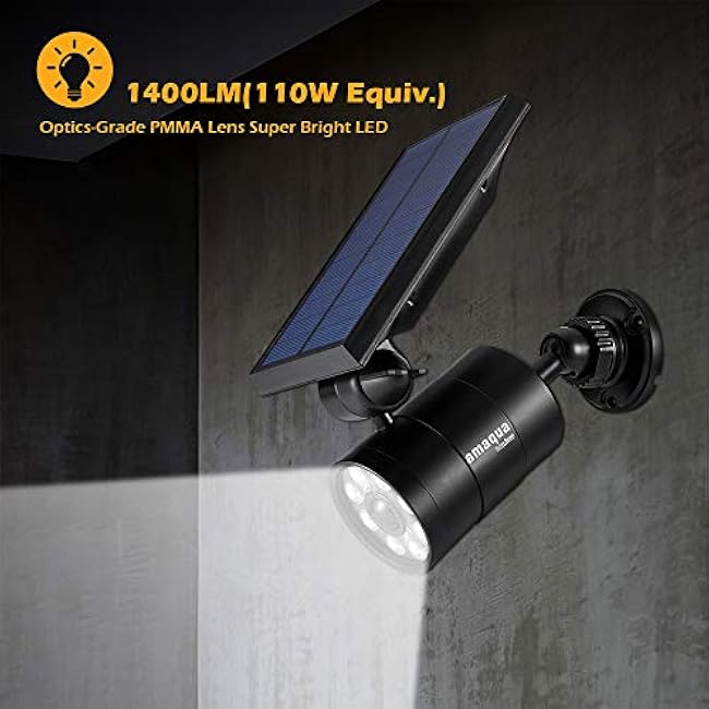 Solar Motion Sensor Lights Outdoor Waterproof Solar Motion Spot Lights for Outside Garden Patio Garage Deck Post, 2-Year 100% Free Warranty(Black 2 Pcs)