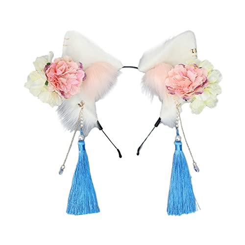 Diadema con flores y orejas de dibujos animados multicolor para peinados infantiles