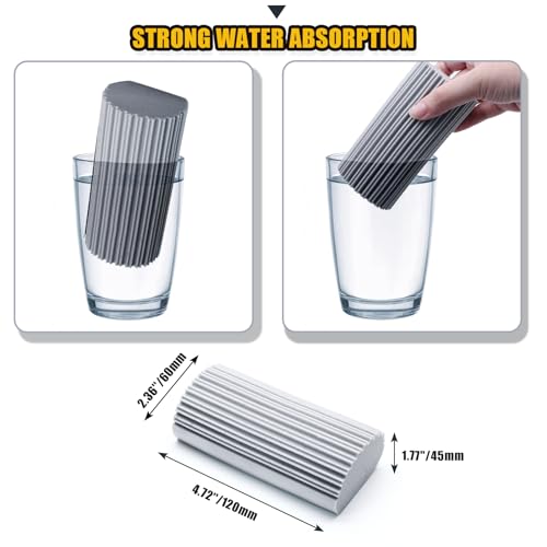 Image of 4Pcs Reusable Damp Clean Duster Sponge，Efficient Cleaning Duster for Dust, Debris,and Stains,Brush Magic Eraser Sponge for Ceiling Fan,Blinds,Baseboard,Gray and Yellow