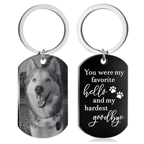 Eletizy Personalisieren Sie den Edelstahl-Schlüsselanhänger mit Fototext, Hochwertiger Edelstahl Dog Tag–Vatertags, Valentinstag, Weihnachten, DIY Gravieren und Drucken Schlüsselring