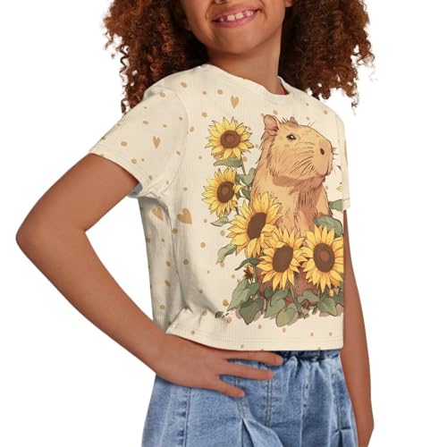 Image of Kids Crop Top Short Sleeve T-Shirts for Girls Size 5-14