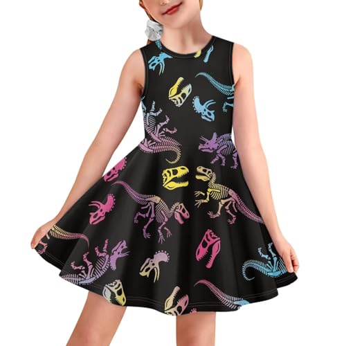 Little Big Girls Dress Cute Animal Graphic Sleeveless Crew Neck Summer Casual Midi Dresses