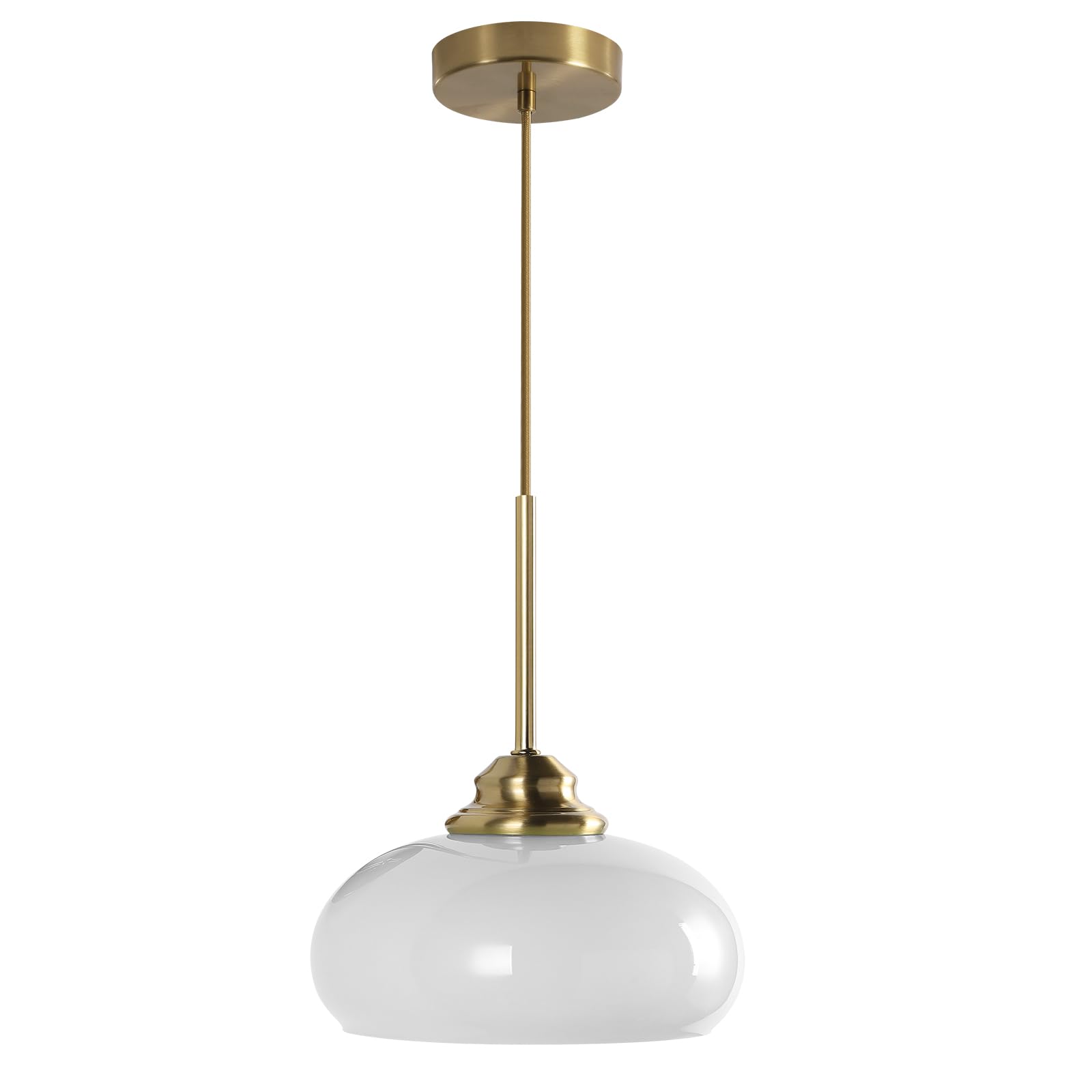 Photo 1 of KCO Lighting White and Gold Pendant Light Milk Glass Hanging Light Fixtures Small Dome Pendant Light Brass Pendant Lighting