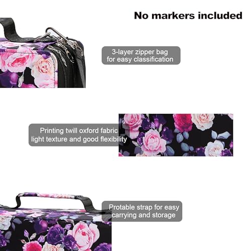 Image of Rose Red Marker Case, 168 Slots Alcohol Marker Case Markers Carrying Bag Holder for Art Sketch Marker, Permanent Paint Marker, Dry Erase Marker, Repair Pen, Color Highlighte Art Supplies
