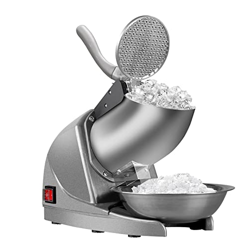 BI-DTOOL Ice Crusher Electric Triple Blades Ice Crusher Shaver Stainless Steel Shaved Ice Machine 380W Snow Cone Machine 1500 RPM Ice Shaving Machine 286lbs/hr Commercial And Domestic Silver