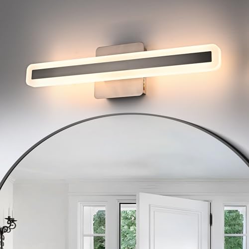 Image of Modern Bathroom Vanity Light Fixtures 15.7 Inch, 20W Brushed Nickel LED Vanity Lights Over Mirror, 5CCT Dimmable LED Wall Sconces Light Linear Bar Bath Lights for Bathroom Cabinets Bedroom