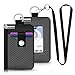 CCUMI Minimalist RFID Blocking Small Wallet with ID Window,WaterResistant Zip Id Case Wallet with Lanyard Keychain for Cards,Cash,Travel,Women,Men (DarkGrey/Black)